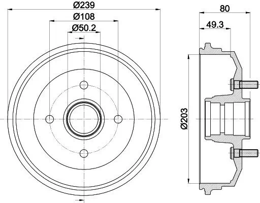 Bremstrommel Hinterachse HELLA 8DT 355 301-361 Bild Bremstrommel Hinterachse HELLA 8DT 355 301-361