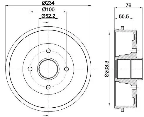 Bremstrommel Hinterachse HELLA 8DT 355 301-401 Bild Bremstrommel Hinterachse HELLA 8DT 355 301-401