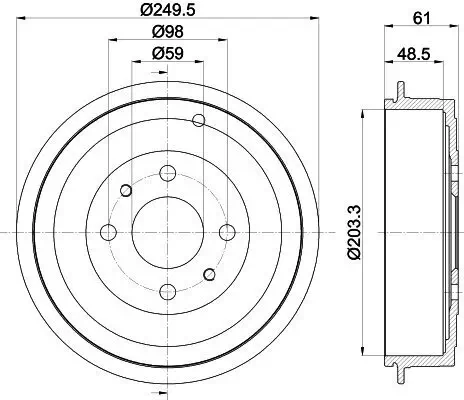 Bremstrommel Hinterachse HELLA 8DT 355 301-421 Bild Bremstrommel Hinterachse HELLA 8DT 355 301-421