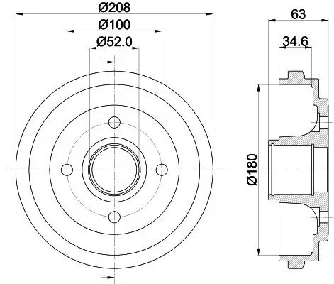 Bremstrommel Hinterachse HELLA 8DT 355 300-381 Bild Bremstrommel Hinterachse HELLA 8DT 355 300-381