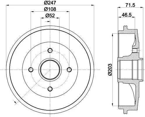 Bremstrommel Hinterachse HELLA 8DT 355 300-731 Bild Bremstrommel Hinterachse HELLA 8DT 355 300-731