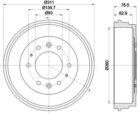 Bremstrommel Hinterachse HELLA 8DT 355 301-841