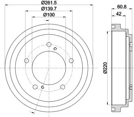 Bremstrommel HELLA 8DT 355 301-951 Bild Bremstrommel HELLA 8DT 355 301-951