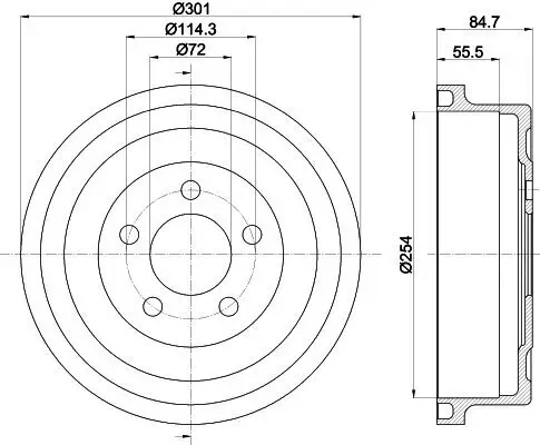 Bremstrommel HELLA 8DT 355 302-571 Bild Bremstrommel HELLA 8DT 355 302-571
