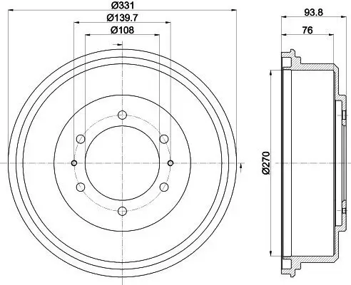 Bremstrommel HELLA 8DT 355 302-611 Bild Bremstrommel HELLA 8DT 355 302-611