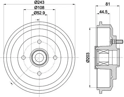 Bremstrommel HELLA 8DT 355 302-751 Bild Bremstrommel HELLA 8DT 355 302-751