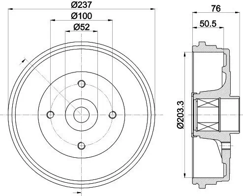 Bremstrommel HELLA 8DT 355 302-761 Bild Bremstrommel HELLA 8DT 355 302-761
