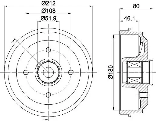 Bremstrommel HELLA 8DT 355 302-811 Bild Bremstrommel HELLA 8DT 355 302-811