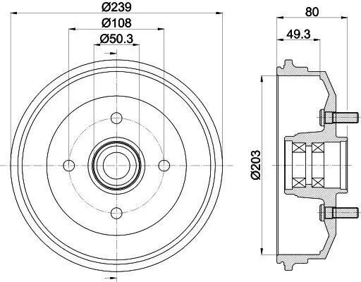 Bremstrommel HELLA 8DT 355 302-891 Bild Bremstrommel HELLA 8DT 355 302-891