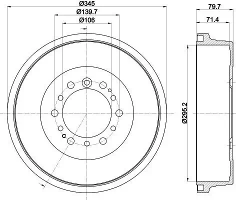 Bremstrommel HELLA 8DT 355 302-971 Bild Bremstrommel HELLA 8DT 355 302-971