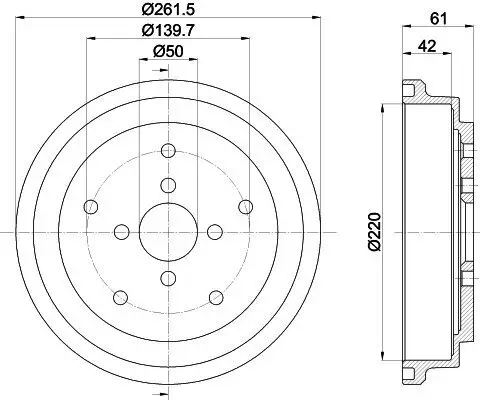 Bremstrommel HELLA 8DT 355 302-981 Bild Bremstrommel HELLA 8DT 355 302-981