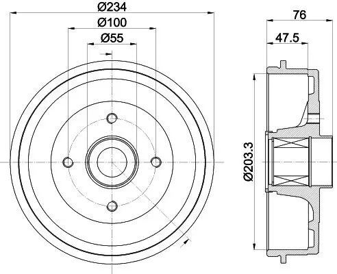 Bremstrommel HELLA 8DT 355 303-321 Bild Bremstrommel HELLA 8DT 355 303-321