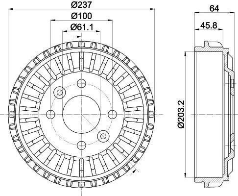 Bremstrommel HELLA 8DT 355 303-261 Bild Bremstrommel HELLA 8DT 355 303-261