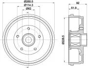 Bremstrommel HELLA 8DT 355 303-401