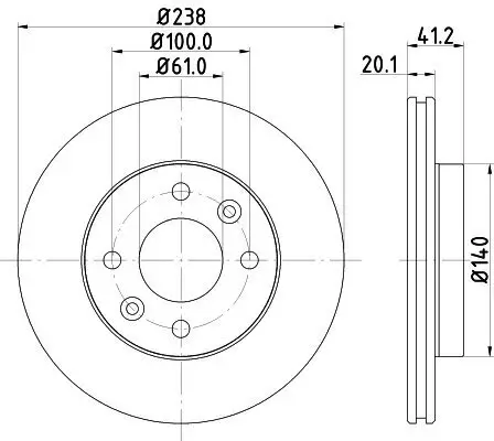 Bremsscheibe HELLA 8DD 355 101-261 Bild Bremsscheibe HELLA 8DD 355 101-261