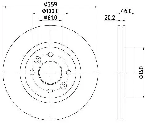 Bremsscheibe HELLA 8DD 355 101-281 Bild Bremsscheibe HELLA 8DD 355 101-281