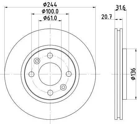 Bremsscheibe HELLA 8DD 355 102-151 Bild Bremsscheibe HELLA 8DD 355 102-151