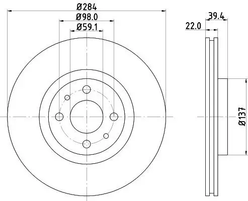 Bremsscheibe Vorderachse HELLA 8DD 355 102-531 Bild Bremsscheibe Vorderachse HELLA 8DD 355 102-531