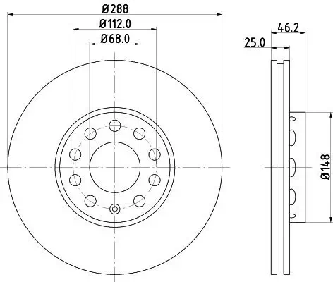 Bremsscheibe HELLA 8DD 355 127-081 Bild Bremsscheibe HELLA 8DD 355 127-081