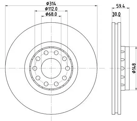 Bremsscheibe HELLA 8DD 355 127-191 Bild Bremsscheibe HELLA 8DD 355 127-191