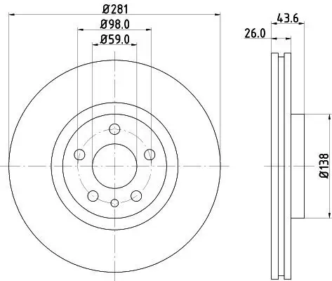 Bremsscheibe HELLA 8DD 355 104-451 Bild Bremsscheibe HELLA 8DD 355 104-451