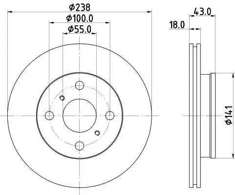 Bremsscheibe HELLA 8DD 355 104-781 Bild Bremsscheibe HELLA 8DD 355 104-781