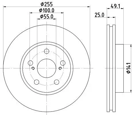 Bremsscheibe HELLA 8DD 355 104-891 Bild Bremsscheibe HELLA 8DD 355 104-891