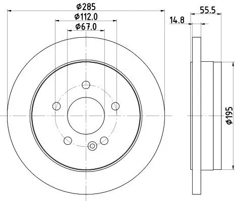 Bremsscheibe Hinterachse HELLA 8DD 355 105-851 Bild Bremsscheibe Hinterachse HELLA 8DD 355 105-851