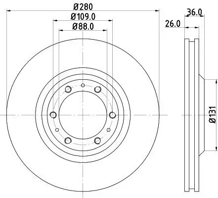 Bremsscheibe HELLA 8DD 355 106-001 Bild Bremsscheibe HELLA 8DD 355 106-001