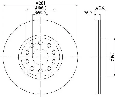 Bremsscheibe HELLA 8DD 355 106-301 Bild Bremsscheibe HELLA 8DD 355 106-301