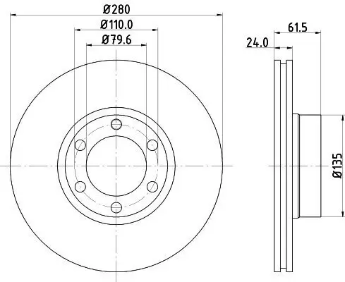 Bremsscheibe HELLA 8DD 355 106-611 Bild Bremsscheibe HELLA 8DD 355 106-611