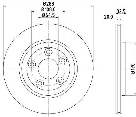 Bremsscheibe HELLA 8DD 355 106-831 Bild Bremsscheibe HELLA 8DD 355 106-831
