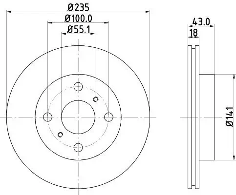 Bremsscheibe Vorderachse HELLA 8DD 355 107-281 Bild Bremsscheibe Vorderachse HELLA 8DD 355 107-281