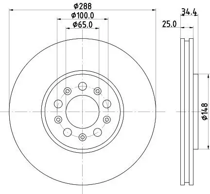 Bremsscheibe HELLA 8DD 355 107-611 Bild Bremsscheibe HELLA 8DD 355 107-611