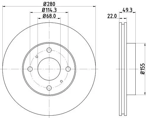 Bremsscheibe Vorderachse HELLA 8DD 355 107-991 Bild Bremsscheibe Vorderachse HELLA 8DD 355 107-991