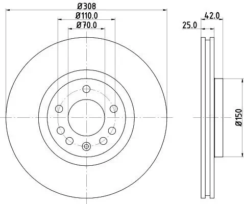 Bremsscheibe HELLA 8DD 355 127-721 Bild Bremsscheibe HELLA 8DD 355 127-721