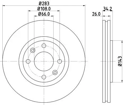 Bremsscheibe HELLA 8DD 355 108-371 Bild Bremsscheibe HELLA 8DD 355 108-371