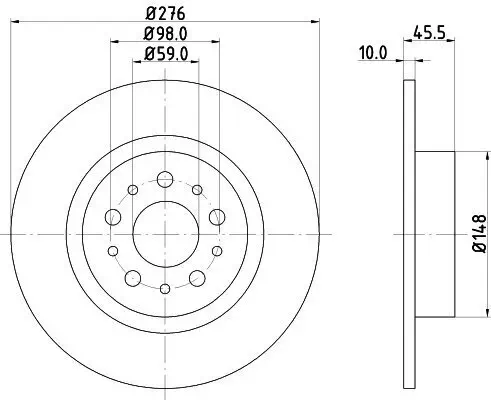 Bremsscheibe Hinterachse HELLA 8DD 355 108-731 Bild Bremsscheibe Hinterachse HELLA 8DD 355 108-731