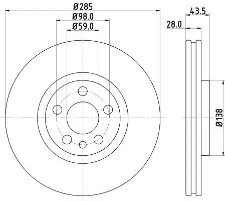 Bremsscheibe HELLA 8DD 355 108-761 Bild Bremsscheibe HELLA 8DD 355 108-761