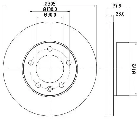 Bremsscheibe HELLA 8DD 355 127-791 Bild Bremsscheibe HELLA 8DD 355 127-791