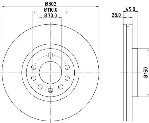 Bremsscheibe HELLA 8DD 355 127-831 Bild Bremsscheibe HELLA 8DD 355 127-831