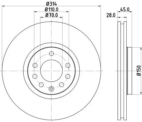 Bremsscheibe HELLA 8DD 355 127-851 Bild Bremsscheibe HELLA 8DD 355 127-851