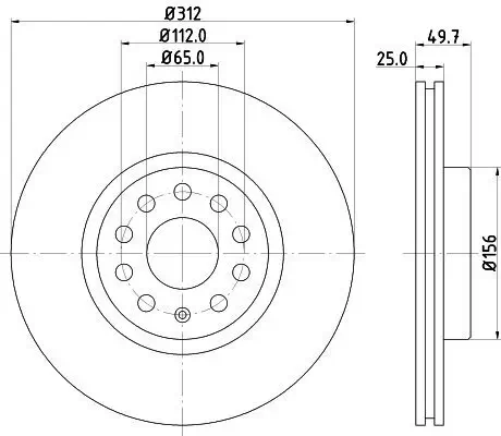Bremsscheibe HELLA 8DD 355 127-971 Bild Bremsscheibe HELLA 8DD 355 127-971