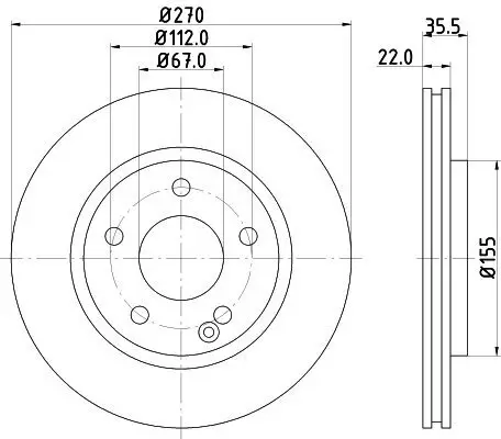 Bremsscheibe Vorderachse HELLA 8DD 355 128-161 Bild Bremsscheibe Vorderachse HELLA 8DD 355 128-161
