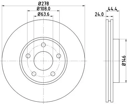 Bremsscheibe HELLA 8DD 355 110-281 Bild Bremsscheibe HELLA 8DD 355 110-281
