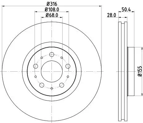 Bremsscheibe HELLA 8DD 355 128-191 Bild Bremsscheibe HELLA 8DD 355 128-191