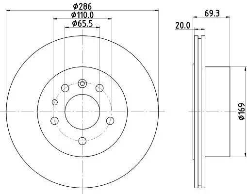 Bremsscheibe HELLA 8DD 355 112-491 Bild Bremsscheibe HELLA 8DD 355 112-491