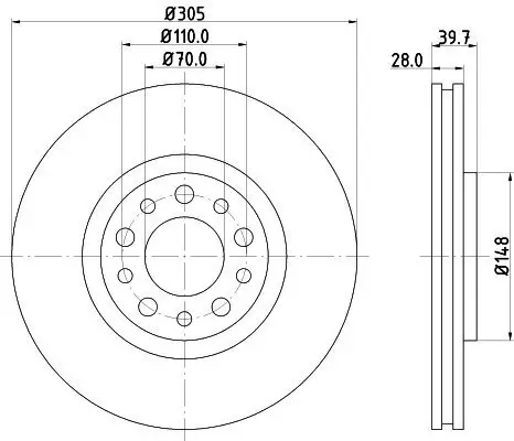 Bremsscheibe HELLA 8DD 355 112-511 Bild Bremsscheibe HELLA 8DD 355 112-511