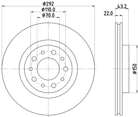 Bremsscheibe Hinterachse HELLA 8DD 355 112-561 Bild Bremsscheibe Hinterachse HELLA 8DD 355 112-561