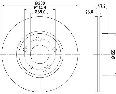Bremsscheibe HELLA 8DD 355 129-431 Bild Bremsscheibe HELLA 8DD 355 129-431